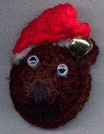 Teddy Bear Head Magnet with Santa's Hat